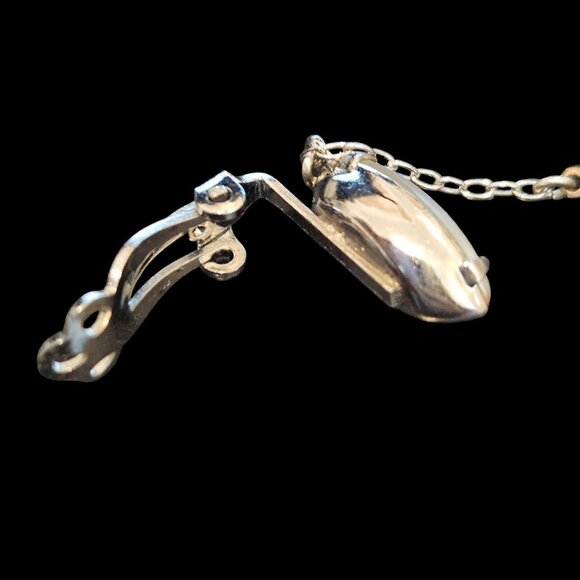 Lewis Segal Faux Pearl Cluster Dangle Silver Tone Clip On Vintage 60s Earrings - Picture 2 of 4